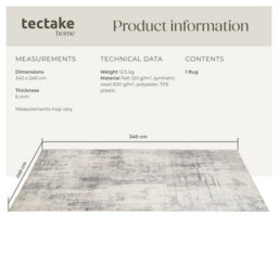 Tectake Washable Rug Nadira - Different Sizes, Abstract Pattern, Synthetic Wool And Felt, Non-Slip 240 X 340 Cm - Beige/grey - thumbnail 6