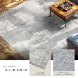 Tectake Washable Rug Nadira - Different Sizes, Abstract Pattern, Synthetic Wool And Felt, Non-Slip 240 X 340 Cm - Beige/grey - thumbnail 4
