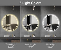 Belofay 600 mm Round Led Illuminated Bathroom Mirror With Touch Sensor, Wall Mounted, Anti-Fog - thumbnail 3