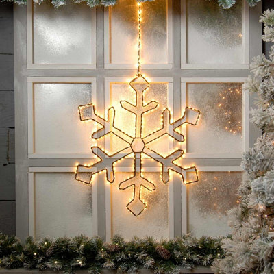 Festive 56Cm Black Snowflake Christmas Decoration 345 Warm White Leds