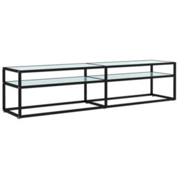 Berkfield Sturdy Tv Cabinet White Marble 180X40X40.5 Cm Tempered Glass