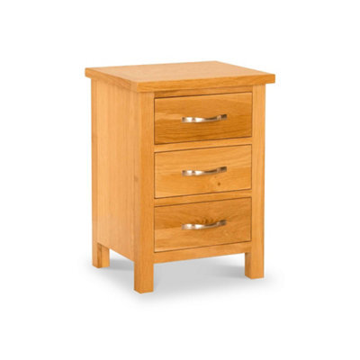 Newlyn Oak Bedside Table - Fully Assembled 3 Drawer Cabinet - By Roseland Furniture - image 1