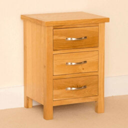 Newlyn Oak Bedside Table - Fully Assembled 3 Drawer Cabinet - By Roseland Furniture - thumbnail 4