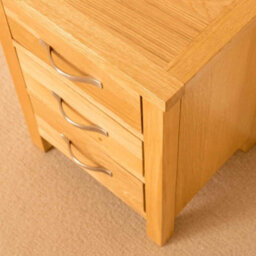 Newlyn Oak Bedside Table - Fully Assembled 3 Drawer Cabinet - By Roseland Furniture - thumbnail 6