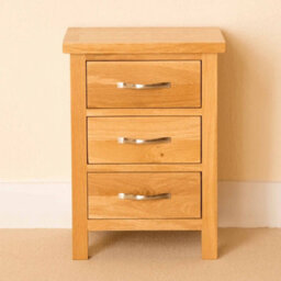 Newlyn Oak Bedside Table - Fully Assembled 3 Drawer Cabinet - By Roseland Furniture - thumbnail 2