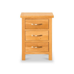 Newlyn Oak Bedside Table - Fully Assembled 3 Drawer Cabinet - By Roseland Furniture - thumbnail 3