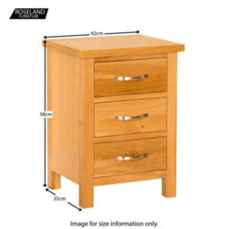 Newlyn Oak Bedside Table - Fully Assembled 3 Drawer Cabinet - By Roseland Furniture - thumbnail 8