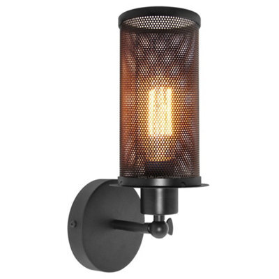 Long Life Lamps Company Vintage Scone Wall Light Black Metal Mesh M0085 - image 1