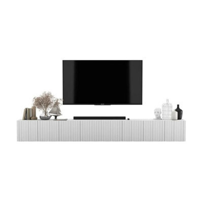 Heze Furniture Elpis Glamour Tv Cabinet Media Unit Extra Long 300 Cm Wall Mounted - White Matt - image 1