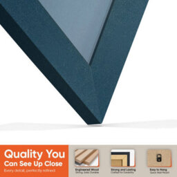 "AK Frames 25X17"" Navy Blue Modern Vinyl Record Frame With Pompadour Mount For 12 Inch Lp Cover & Disc - Overlapped Design" - thumbnail 3
