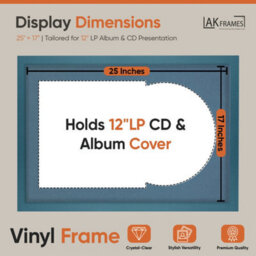 "AK Frames 25X17"" Navy Blue Modern Vinyl Record Frame With Pompadour Mount For 12 Inch Lp Cover & Disc - Overlapped Design" - thumbnail 2