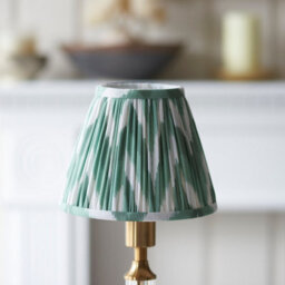 Luminosa Lighting Luminosa Morton Rechargeable Brushed Aged Brass Plate Table Lamp With Cotswold Green Fabric Zigzag Shade 16Cm Integrated Led - thumbnail 4