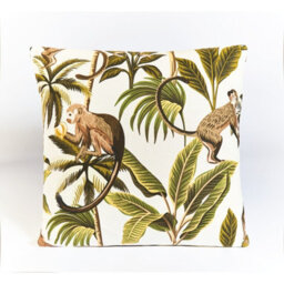 4 X Monkey Summer Scatter Cushions - Square Filled Pillows For Home Garden Sofa, Chair, Bench, Seating Furniture - 43 X 43Cm - thumbnail 1
