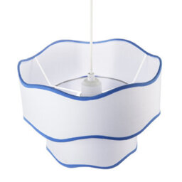 Happy Homewares Tiered Design Double Layer White Cotton Pendant Shade With Blue Trim - thumbnail 3