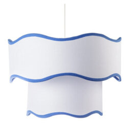 Happy Homewares Tiered Design Double Layer White Cotton Pendant Shade With Blue Trim - thumbnail 5