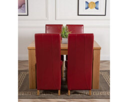 That's Furniture Dakota 127 X 82 Cm Chunky Oak Small Dining Table And 4 Chairs Dining Set With Lola Burgundy Leather Chairs - thumbnail 2