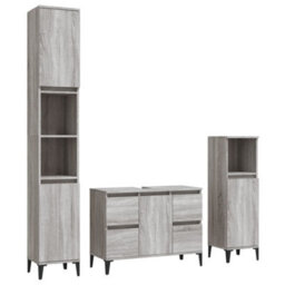 Berkfield Modern 3 Piece Bathroom Furniture Set Grey Sonoma Engineered Wood