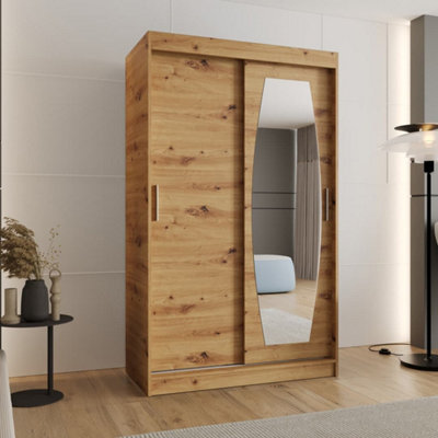 Arte Rossa Sliding Door Wardrobe W120Cm X H200Cm X D62Cm Oak Artisan - Practical Storage For Busy Homes - image 1