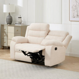 More4Homes Boston 2 Seater Fabric Manual Recliner Sofa (Beige) - thumbnail 7