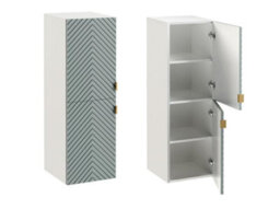 Impact Furniture Bathroom Furniture Set Wall Hung Cabinets 600mm Vanity Unit With Countertop Tallboy Fluted Green Cara - thumbnail 8
