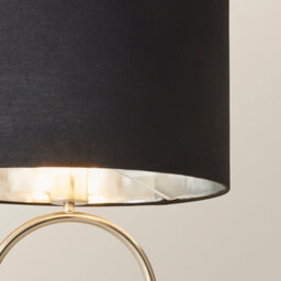 Valuelights Antonia Black With Chrome Drum Shade Brushed Chrome Oval Table Lamp With Bulb - thumbnail 4