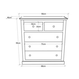 Cabinet Bits Lucca 5 Drawer Chest Of Drawers Brass Knob - thumbnail 9
