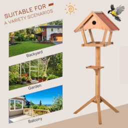 Pawhut Wooden Bird Feeder Stand For Garden Backyard Decorative Pre-Cut Natural - thumbnail 4