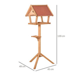 Pawhut Wooden Bird Feeder Stand For Garden Backyard Decorative Pre-Cut Natural - thumbnail 3