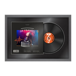 "AK Frames 25X17"" Dark Grey Modern Vinyl Record Frame With Black Mount For 12 Inch Lp Cover & Disc - Overlapped Design" - thumbnail 1