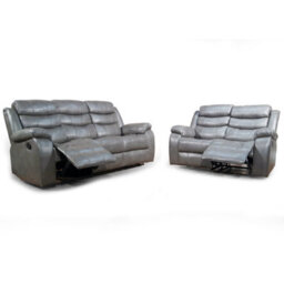 Furnishings For Less UK Venlo Grey Leather Like Manual Reclining Sofa Suite 3 Seater And 2 Seater - thumbnail 1