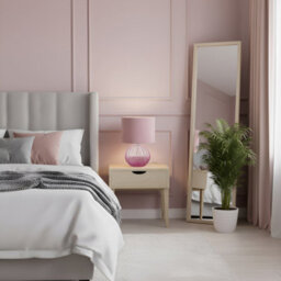 Happy Homewares Contemporary Lilac Ribbed Glass Table Lamp With Velvet Fabric Shade - thumbnail 6