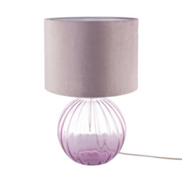 Happy Homewares Contemporary Lilac Ribbed Glass Table Lamp With Velvet Fabric Shade - thumbnail 5