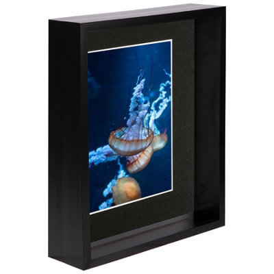"Nicola Spring 8 X 10"" Deep Photo Frame - Black/black Mount - 3D Deep Box Picture Frame Display Case (5 X 7"" Mount)" - image 1