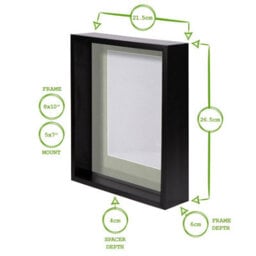 "Nicola Spring 8 X 10"" Deep Photo Frame - Black/black Mount - 3D Deep Box Picture Frame Display Case (5 X 7"" Mount)" - thumbnail 4