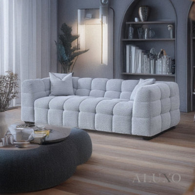 Aluxo Astoria Modern Pearl Boucle 3 Seater Sofa Iron Grey Medium Firm Stitch - image 1