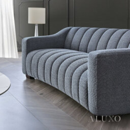 Aluxo Astoria Modern Pearl Boucle 3 Seater Sofa Iron Grey Medium Firm Stitch - thumbnail 2