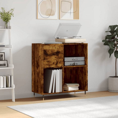 Walplus Record Cabinet Smoked Oak 84.5X38X89 Cm Engineered Wood - image 1