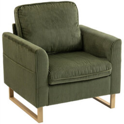 Dark Green-1 Seater Sofa With With Metal Legs And Spring - thumbnail 3