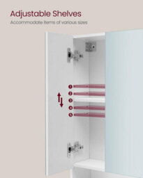 Vasagle Bathroom Mirror Cabinet, Bathroom Cabinet With Mirror, Wall Mirror Cabinet, Open Compartment, Adjustable Shelves - thumbnail 5