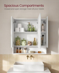 Vasagle Bathroom Mirror Cabinet, Bathroom Cabinet With Mirror, Wall Mirror Cabinet, Open Compartment, Adjustable Shelves - thumbnail 4