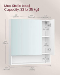 Vasagle Bathroom Mirror Cabinet, Bathroom Cabinet With Mirror, Wall Mirror Cabinet, Open Compartment, Adjustable Shelves - thumbnail 2
