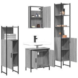 Berkfield 4 Piece Bathroom Furniture Set Grey Sonoma Engineered Wood - thumbnail 4