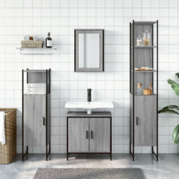 Berkfield 4 Piece Bathroom Furniture Set Grey Sonoma Engineered Wood - thumbnail 3