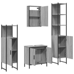 Berkfield 4 Piece Bathroom Furniture Set Grey Sonoma Engineered Wood - thumbnail 6