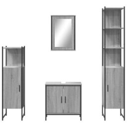Berkfield 4 Piece Bathroom Furniture Set Grey Sonoma Engineered Wood - thumbnail 5