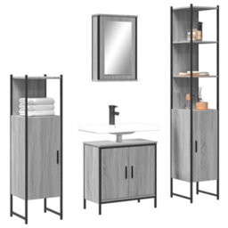 Berkfield 4 Piece Bathroom Furniture Set Grey Sonoma Engineered Wood - thumbnail 1