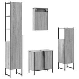 Berkfield 4 Piece Bathroom Furniture Set Grey Sonoma Engineered Wood - thumbnail 8