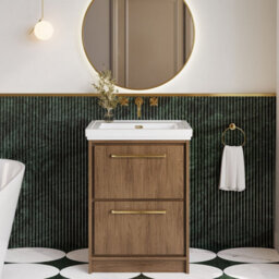 Hudson Reed Lille Floorstanding Two Drawer Contemporary Vanity Unit With Basin In Antique Oak, 630 X 471mm - thumbnail 2