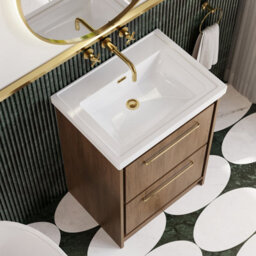 Hudson Reed Lille Floorstanding Two Drawer Contemporary Vanity Unit With Basin In Antique Oak, 630 X 471mm - thumbnail 3