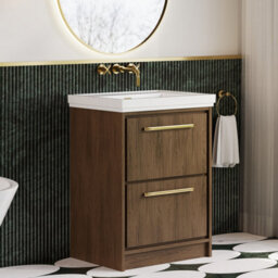 Hudson Reed Lille Floorstanding Two Drawer Contemporary Vanity Unit With Basin In Antique Oak, 630 X 471mm - thumbnail 4